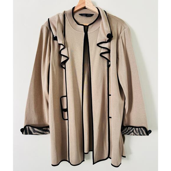 Ming Wing 1X Brown Tan Women's Sweater Long Sleeve Cozy Warm Knit Acrylic - Picture 1 of 5